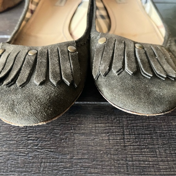 Burberry Olive Suede Ballet Flats Shoes Size 36.5 - Picture 10 of 16